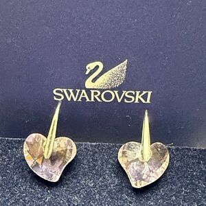 Swarovski Light Pink Heart and Silver Earrings